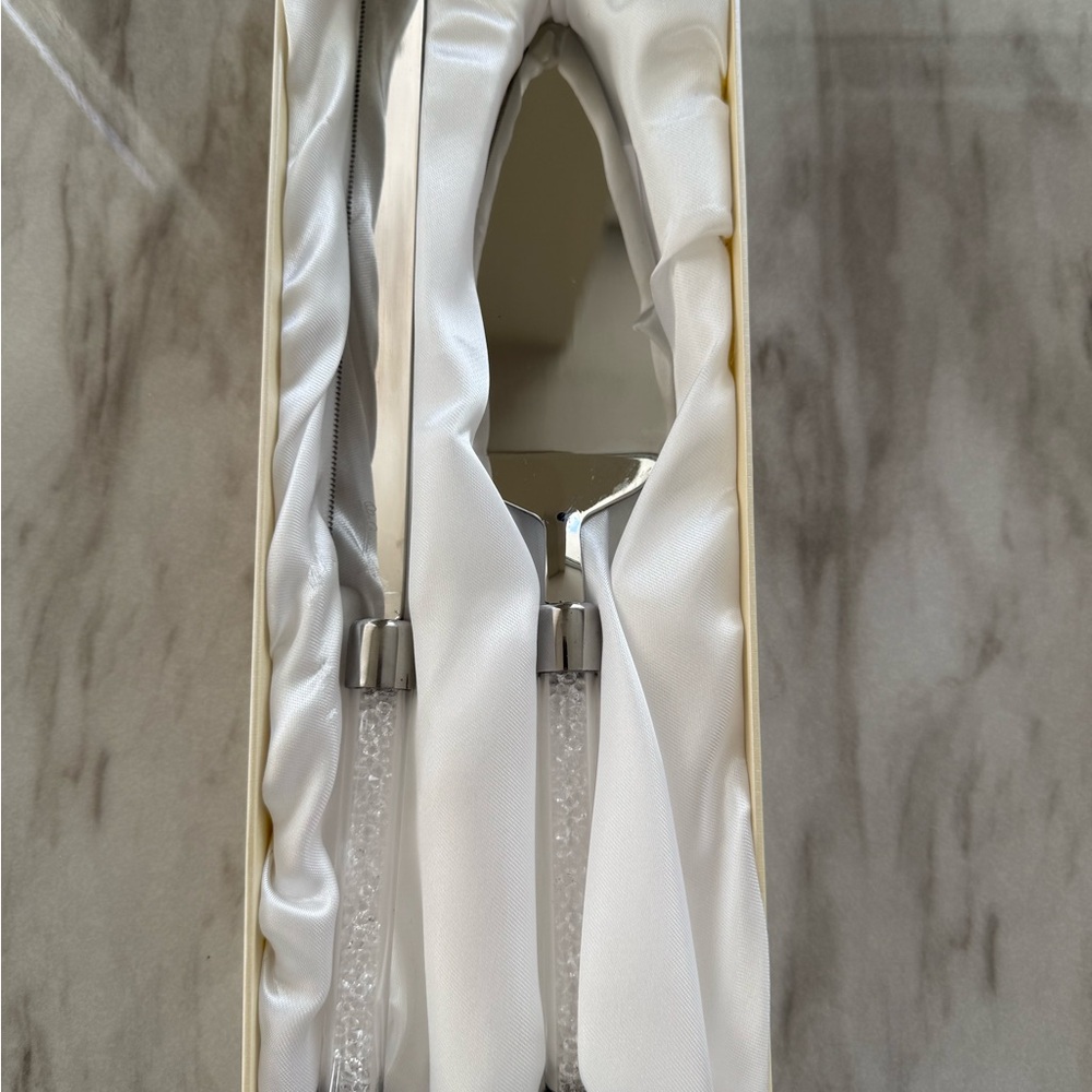 Elegant Silver Cake Knife and Server Set